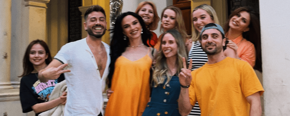 BOHEMA founder celebrating business launch with friends